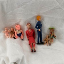 Vintage Mixed Miniature Doll House Lot Blue Red Plastic Cloth Fair Renwall picture