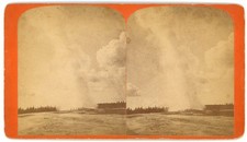 YELLOWSTONE STEREOVIEW - Old Faithful in Eruption - CR Savage 1880s picture