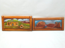 (2) Vintage Hand Carved Painted Wood Primitive Native Folk Art 70,s UNIQUE picture