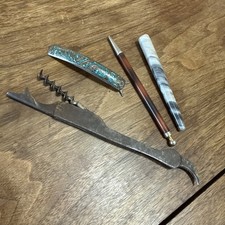 Antique and Vintage Junk Drawer Lot Of 4 Silver Barrett Pen Marble Bottle Opener picture