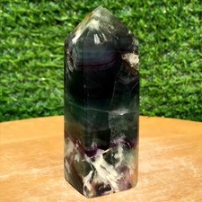 210g Natural Fluorite Obelisk Crystal Wand Point Energy Healing Reiki picture