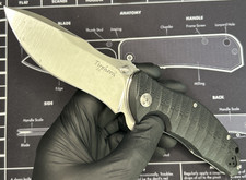 Lionsteel Typhoon DN-1ST G10 Knife Dendra Typhoon Black Micarta & Satin D2 VGUC picture