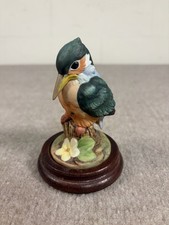 Vintage Andrea by Sadek Kingfisher Bird Figurine 6350 Porcelain Wood Stand picture