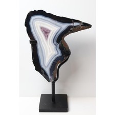Brazilian Agate Amethyst Slice – Banded Geode Specimen on Stand (2.6 LB) picture