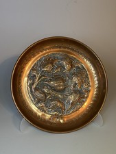 Vintage Copper Small Wall Plate, Round, Birds, Floral 5” Wide picture