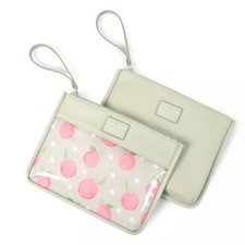FULTON BAG CO. LEATHERETTE SNACK POUCH SACK 2PK - PEACHES - MINT/PINK picture