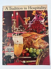 1963 Budweiser Beer PRINT AD Christmas A Tradition In Hospitality Vintage 1960s picture