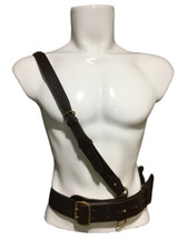 Army Sam Browne Belt With Shoulder Strap Brown Leather Brass Uniform Accessories picture