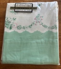 Riegel Kleenwink VTG Pillow Cases 2 NOS Midcentury Mint Floral 42x36 Cottage picture