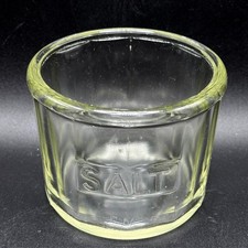 Vintage Heavy Glass SALT Cellar Embossed Paneled Open Salt Dip Cottagecore picture