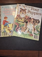 2 Vintage Little Golden Books 1960 Four Puppies, 1962 Tommy Visits The Doctor picture