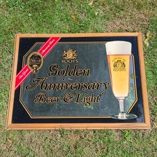 Vintage Koch's Golden Anniversary Beer & Light Bar Mirror Wood Frame 30x22 picture