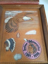 Unique Vintage Indian Motorcycles Leather Framed Art ( 18x14 ) picture