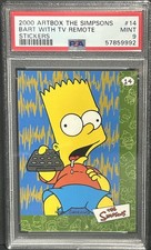 2000 Artbox The Simpsons Collectible Stickers Bart Simpson (TV Remote) PSA 9 picture