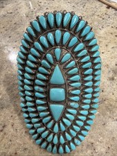 Huge Vintage Native American  Turquoise Cluster Bracelet - Spectacular picture