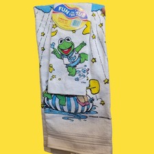 VTG Muppet Babies Kermit Miss Piggy Kids Bath Towel Set Wash Cloth NEW USA Made picture