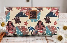 Dooney Bourke Disney Princess Moana Tropical Large Zip Clutch Wallet Wristlet picture
