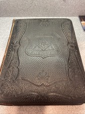 1891 Holman Self-Explanatory Edition  Leather Holy Bible Masonic Freemason Cover picture