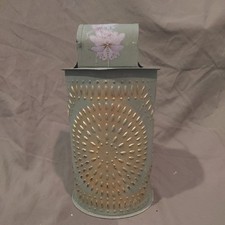 Vintage Tin Candle Lantern with Floral Design picture