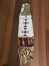 Handmade Plains Native American Lakota Style Beaded work Pipe Bag 30 inch Long picture
