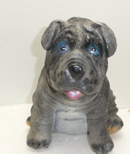 Large Vintage Shar Pei Puppy Chalkware Mexico Bank Dog Statue picture