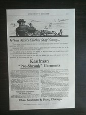 Vintage 1909 Chas. Kaufman & Bros Preshrunk Men's Garments Full Page Original Ad picture