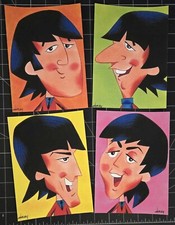 THE BEATLES 4-pc PRINT SET 5x7 EACH 1965 TV CARTOON TRIBUTE by PATRICK OWSLEY picture