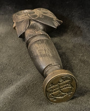 ANTIQUE VICTORIAN HORN WITH BRONZED FLORAL WAX LETTER SEAL STAMP 1890s🌺🌺 picture