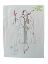 Ronald Ron Lionel Dias Disney Animator Drawing Sketch Cruella Deville Signed ‘03 picture