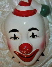 Vintage Ceramic Red Nose Happy Circus Clown Face Head Sculpted Wall Art Plaque picture