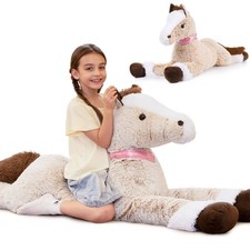 Tezituor 59inches Oversize Horse Stuffed Animal, Riding 5ft Giant Stuffed Pin... picture