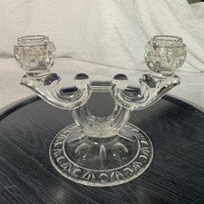 Vintage Fostoria double candle holders Clear Glass MCM Fostoria Home Decor picture