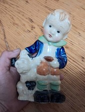 Pre 1900's Vary RARE Japanese Porcelain Antique Boy With Dog Figurine. Japan. picture