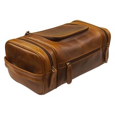 ELIZO Genuine Leather Toiletry Bag for Men Mens Toiletry Bags for Traveling Wate picture