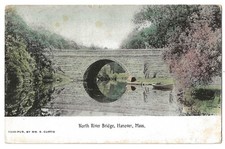 Hanover Massachusetts c1909 North River Stone Bridge, boat picture
