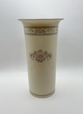 Lenox Charleston Floral 8”tall Vase, Cream With Gold Colored Rim picture