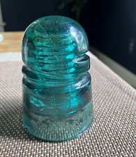 Brookfield CD 147 [030] Spiral Groove Aqua Glass Insulator 1907 Crude Bubbly picture