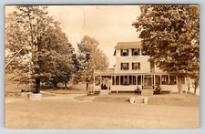 Postcard Unidentified RPPC, Possible Inn, Porch, Stone Water Well Rocking Chairs picture