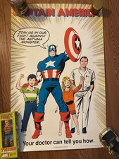 Mint Marvel Captain America Fight Against Asthma Monster  Poster 1987 RARE picture