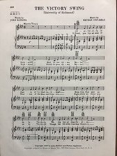 UNIVERSITY OF RICHMOND Vintage Song Sheet c 1953 
