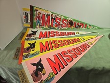4 Vtg Lot MISSOURI State Travel Felt PENNANTS Elteeco Souvenir Donkey Tom Sawyer picture