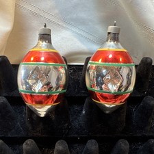 vintage double-indent mercury glass teardrop Christmas ornaments Shiny Bright  picture