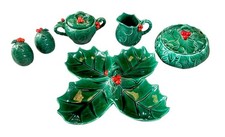 Lefton Vintage Holly Berry 5 Piece Holiday Set Japan MCM picture