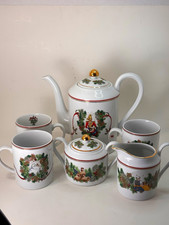 1993 Macy's Royal Gallery All the Days of Christmas Porcelain Tea Set 7pc 3 Mugs picture