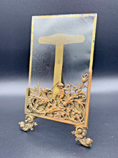 Antique French Rococo Brass Photo Frame Cherub Slaying Dragon Griffon Easel Back picture