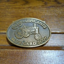 Farmland IND Series 1 John Deere A Coop Lubricants Blue Gard 500 belt buckle picture