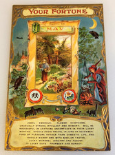 YOUR FORTUNE (Born Month of May)~ ANTIQUE C. 1910 Embossed Divided Back POSTCARD picture