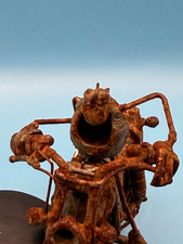 Metal Motorcycle Sculpture Figurine, Brown Rustic Finish, 3D Effect, 5 in picture
