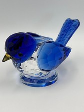 Handmade Crystal Glass Blue Bird Figurine Ornament Collectible + Gift Bag & Card picture