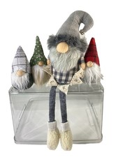 Mud Pie Christmas Gray Gnome “Merry” Shelf Sitter with Dangling Legs & Friends picture